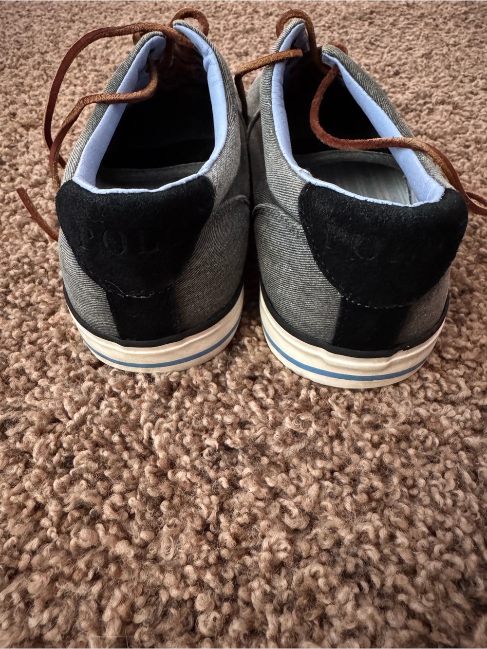 Polo by Ralph Lauren Gray Canvas Lace-Up Loafers with Brown Laces - Picture 6 of 6